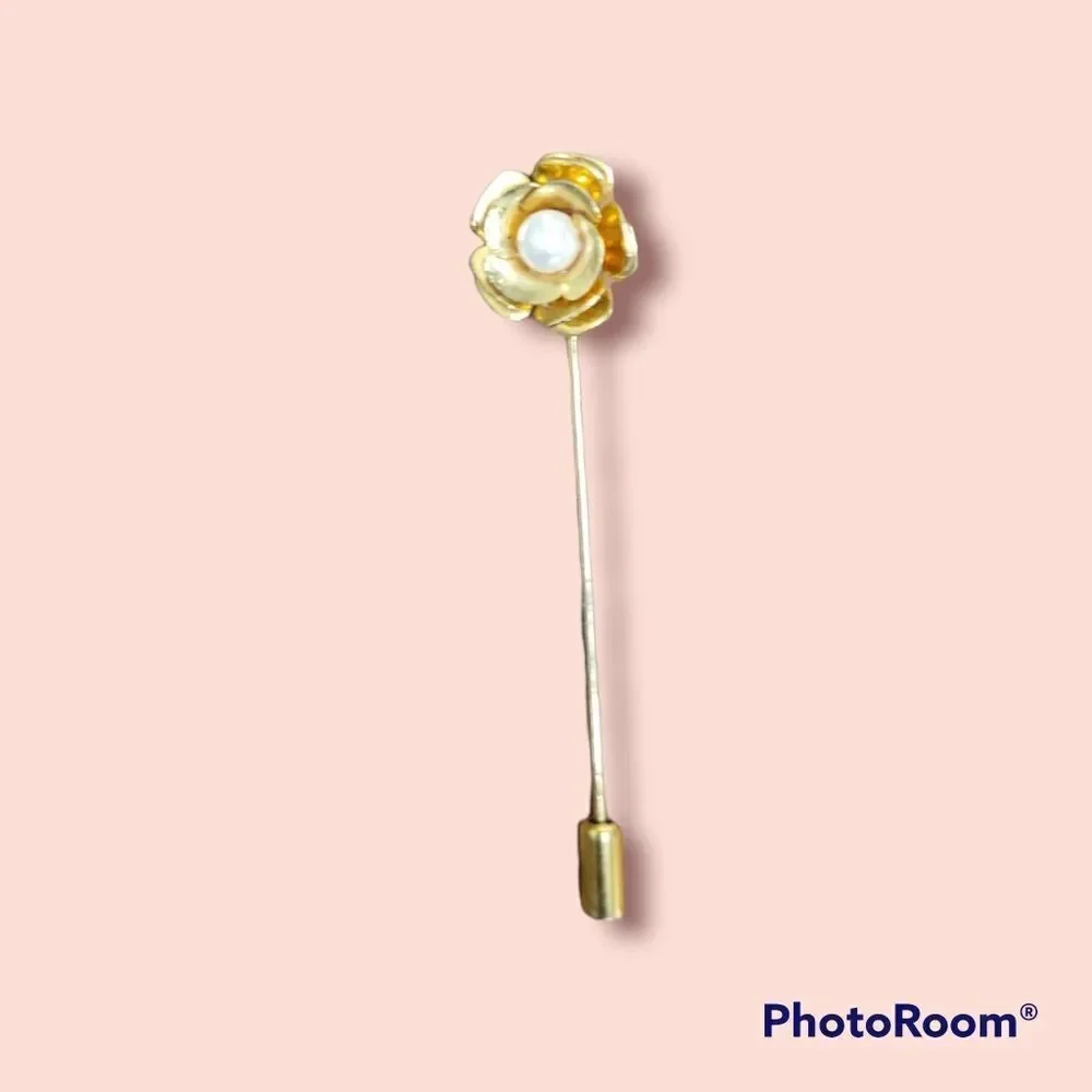 Vintage Faux Pearl Floral Lapel Pin